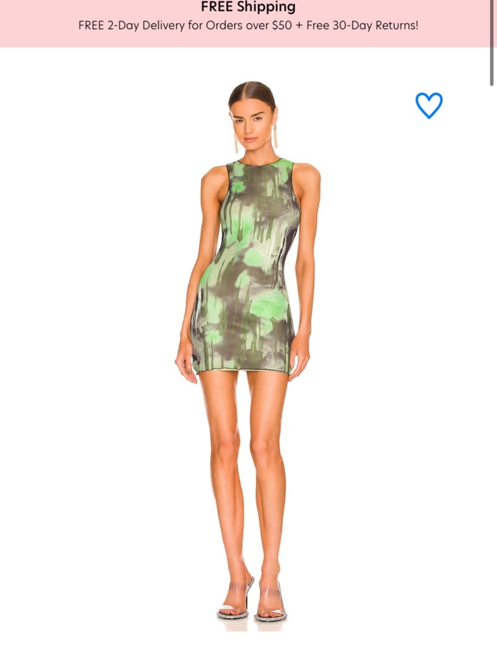 Green Abstract Print Sleeveless Mini Dress